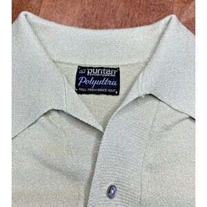 VTG 70s Puritan Polyultra Ban-Lon Knit Polo Shirt Light Green Full Fashion Men L